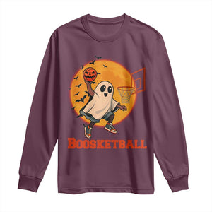 Funny Black Ghost Halloween Basketball Long Sleeve Shirt Boosketball Dunk Gift TS12 Maroon Print Your Wear