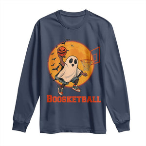 Funny Black Ghost Halloween Basketball Long Sleeve Shirt Boosketball Dunk Gift TS12 Navy Print Your Wear