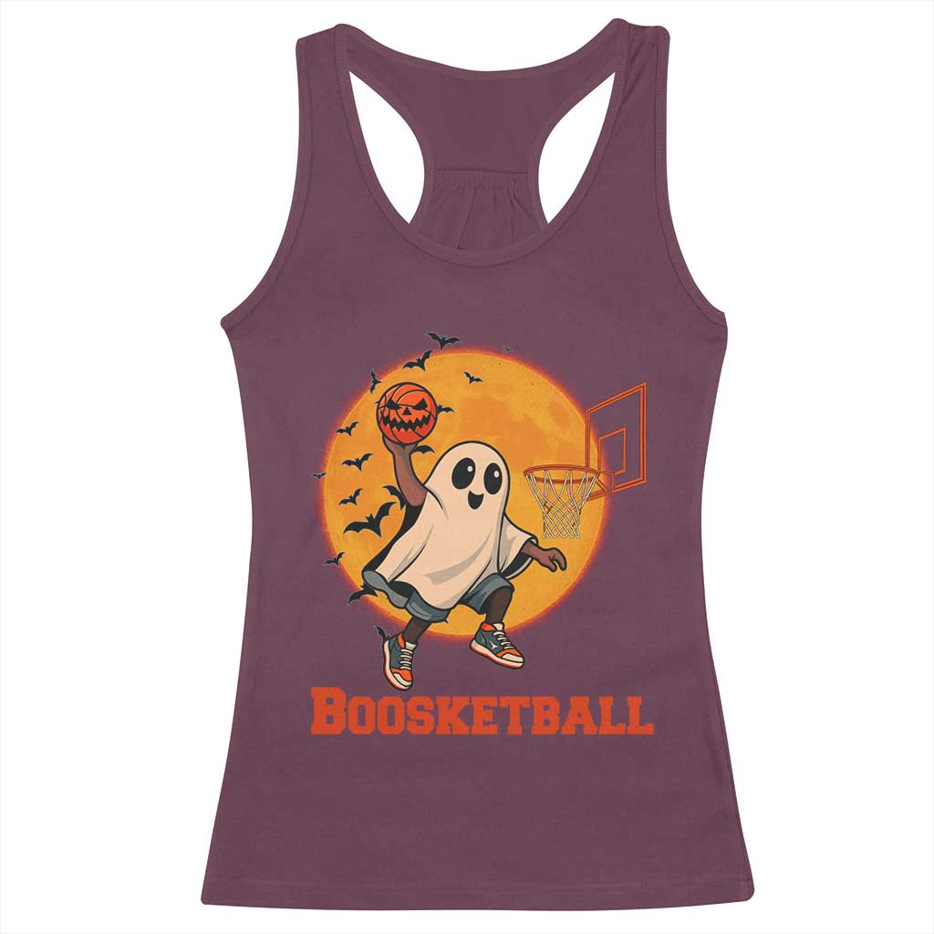 Funny Black Ghost Halloween Basketball Racerback Tank Top Boosketball Dunk Gift TS12 Maroon Print Your Wear