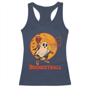 Funny Black Ghost Halloween Basketball Racerback Tank Top Boosketball Dunk Gift TS12 Navy Print Your Wear