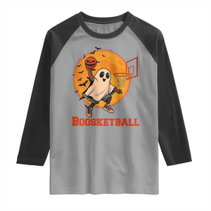 Funny Black Ghost Halloween Basketball Raglan Shirt Boosketball Dunk Gift TS12 Sport Gray Black Print Your Wear