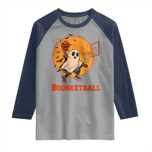 Funny Black Ghost Halloween Basketball Raglan Shirt Boosketball Dunk Gift TS12 Sport Gray Navy Print Your Wear