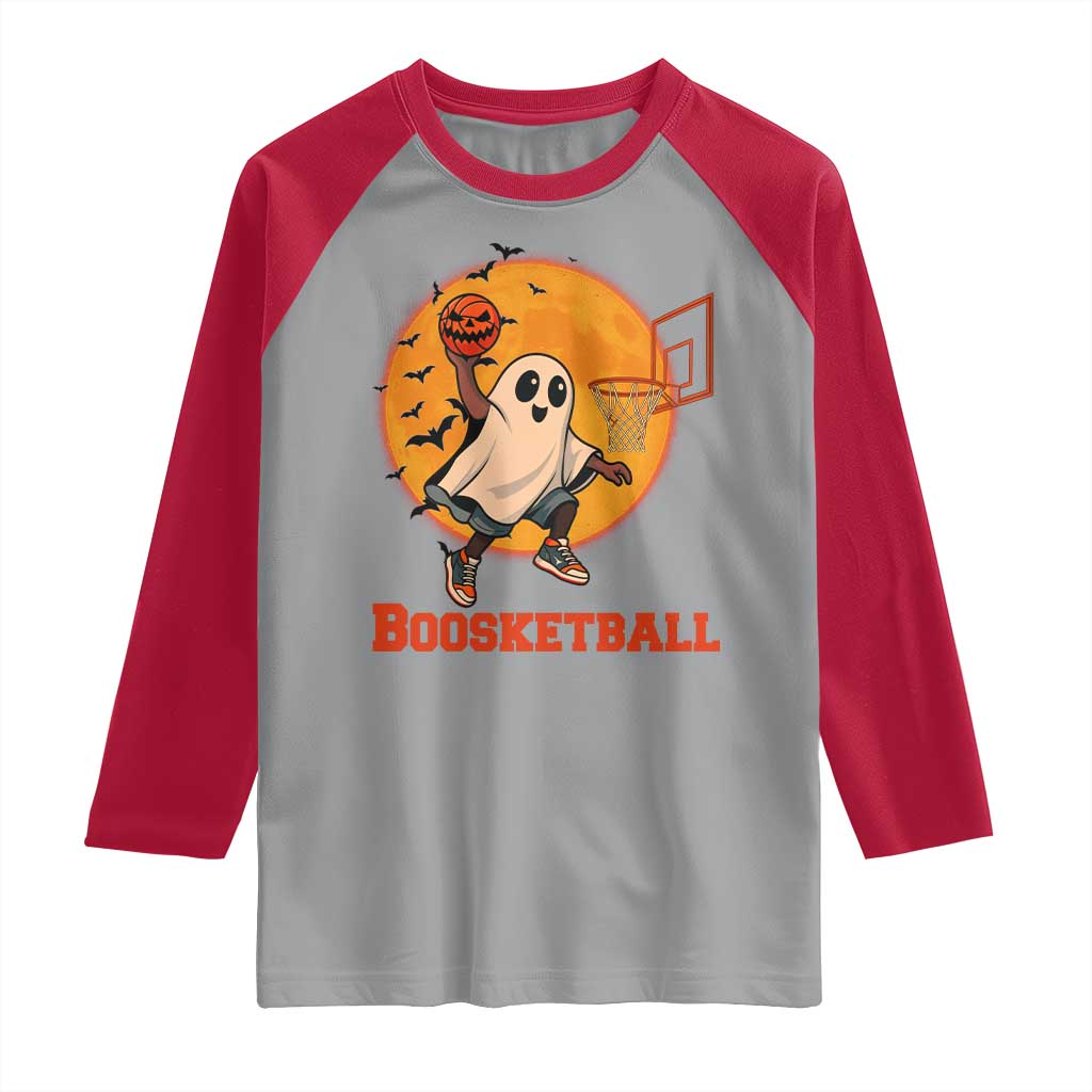 Funny Black Ghost Halloween Basketball Raglan Shirt Boosketball Dunk Gift TS12 Sport Gray Red Print Your Wear