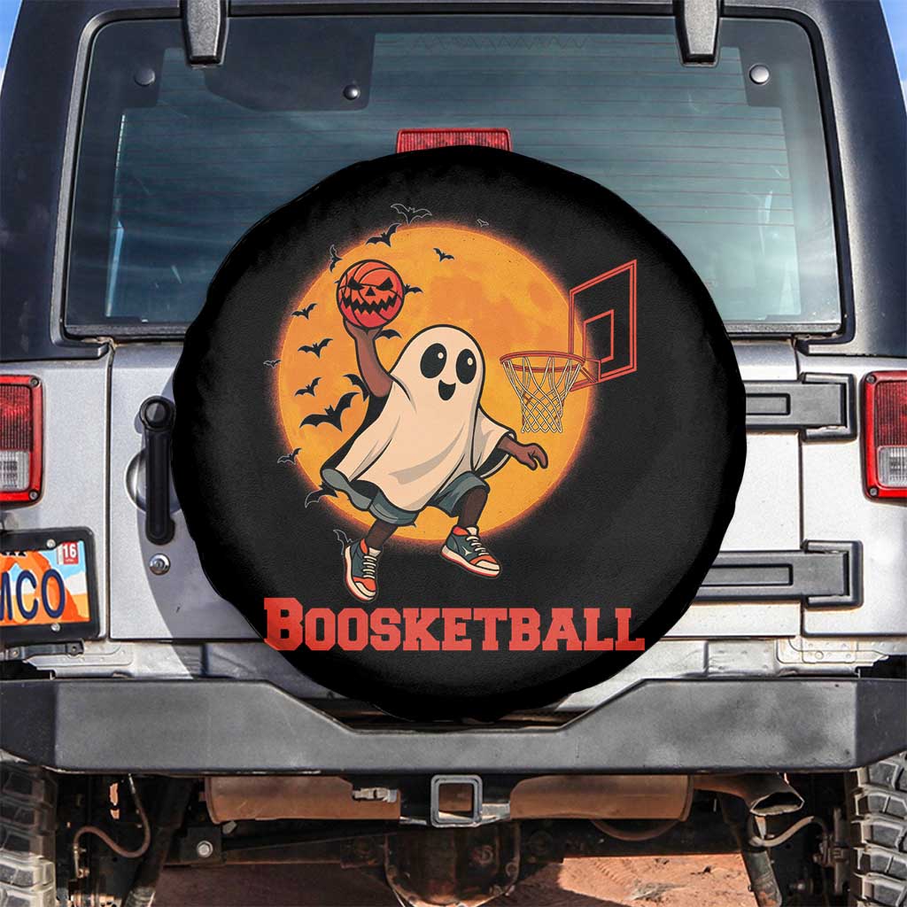 Funny Black Ghost Halloween Basketball Spare Tire Cover Boosketball Dunk Gift TS12 No hole Black Print Your Wear