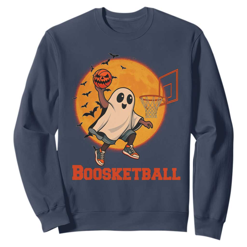 Funny Black Ghost Halloween Basketball Sweatshirt Boosketball Dunk Gift TS12 Navy Print Your Wear