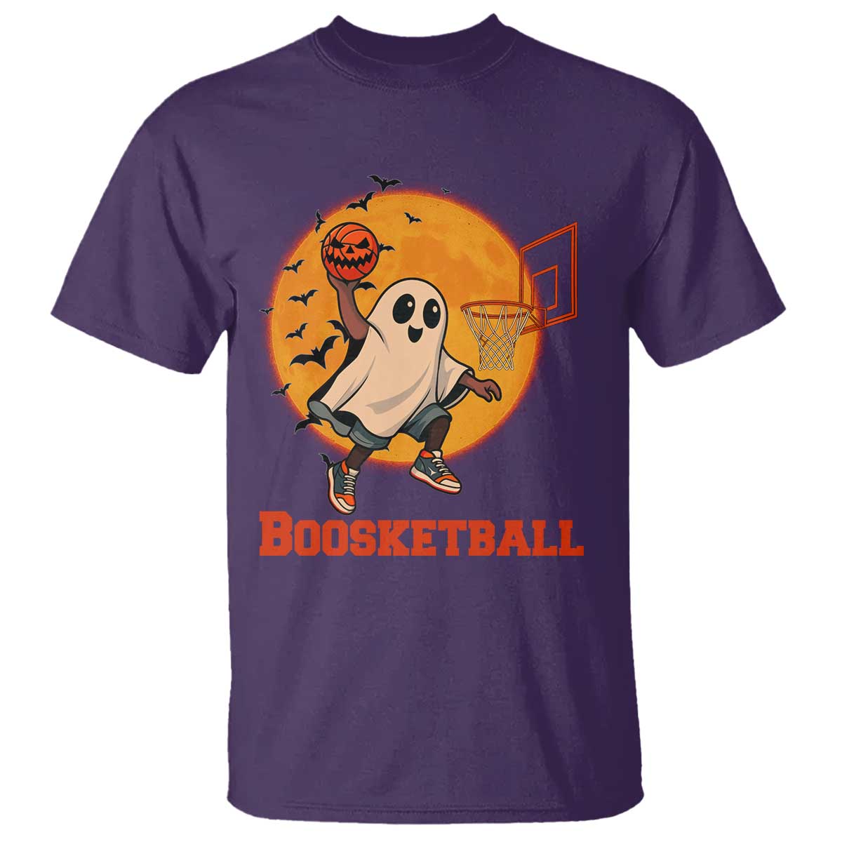 Funny Black Ghost Halloween Basketball T Shirt Boosketball Dunk Gift TS12 Purple Print Your Wear