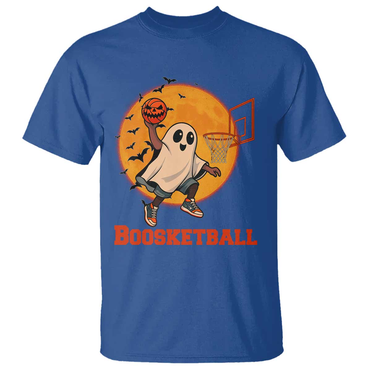 Funny Black Ghost Halloween Basketball T Shirt Boosketball Dunk Gift TS12 Royal Blue Print Your Wear