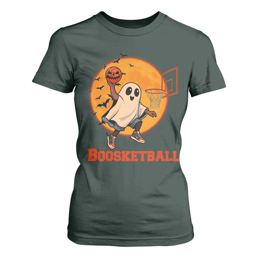 Funny Black Ghost Halloween Basketball T Shirt For Women Boosketball Dunk Gift TS12 Dark Forest Green Print Your Wear