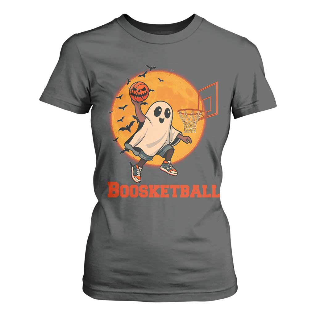 Funny Black Ghost Halloween Basketball T Shirt For Women Boosketball Dunk Gift TS12 Dark Heather Print Your Wear