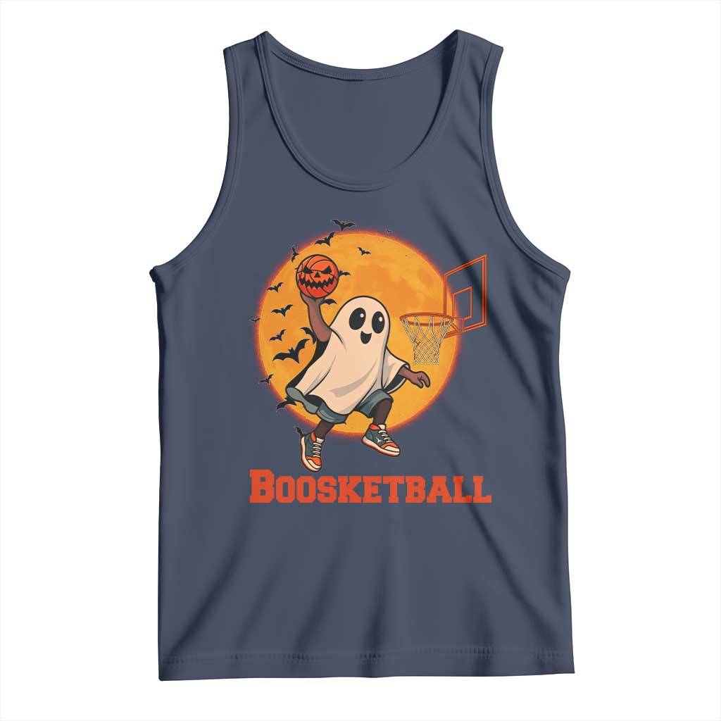 Funny Black Ghost Halloween Basketball Tank Top Boosketball Dunk Gift TS12 Navy Print Your Wear