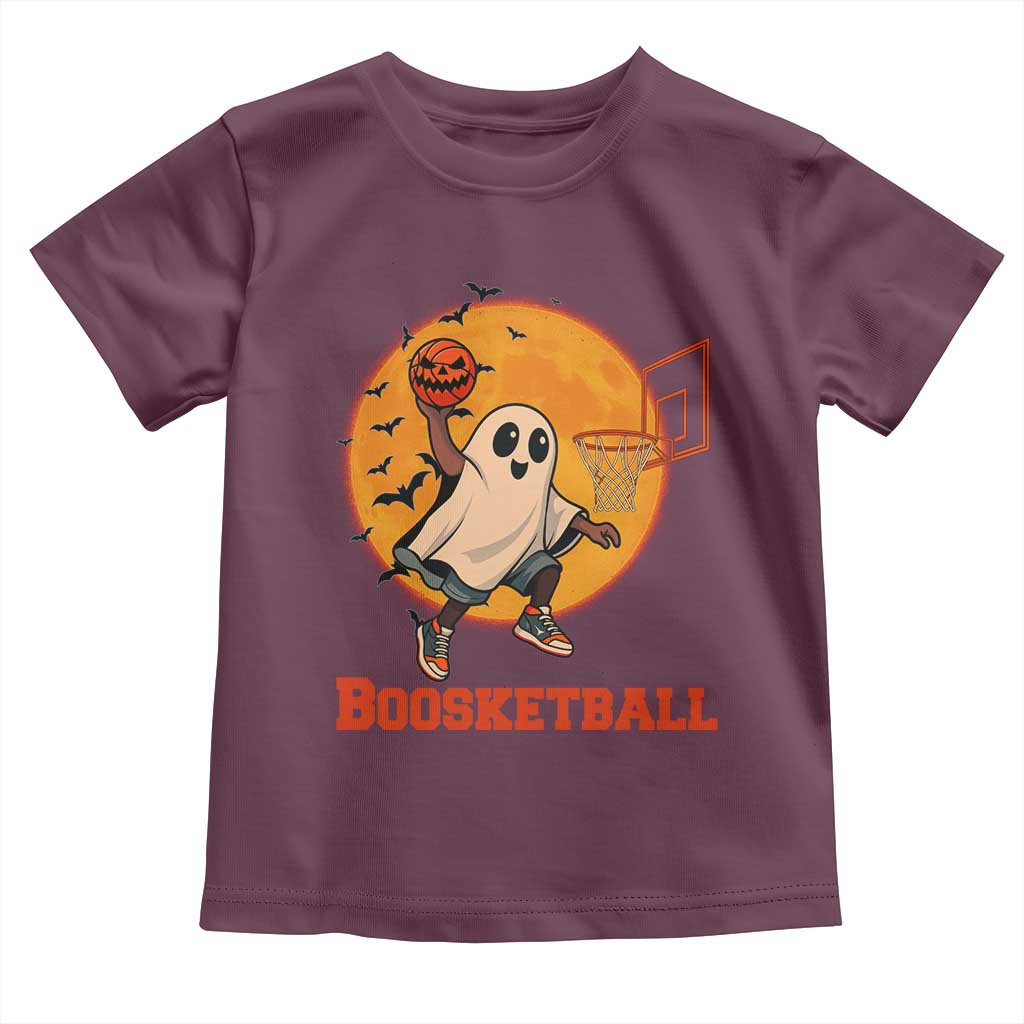 Funny Black Ghost Halloween Basketball Toddler T Shirt Boosketball Dunk Gift TS12 Maroon Print Your Wear