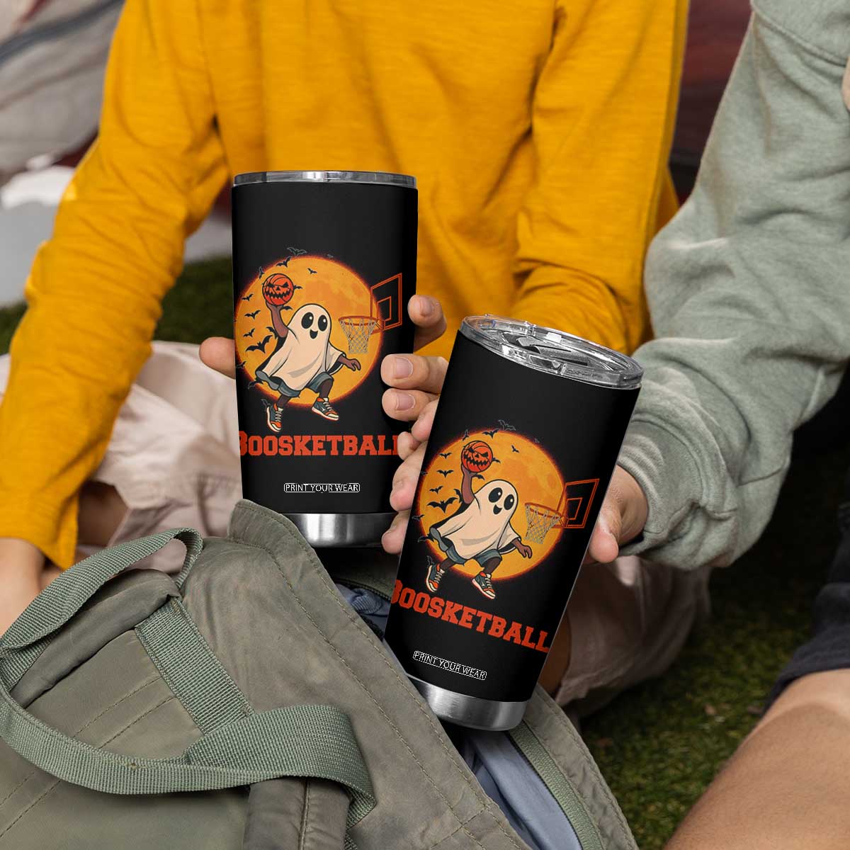 Funny Black Ghost Halloween Basketball Tumbler Cup Boosketball Dunk Gift TS12 Print Your Wear