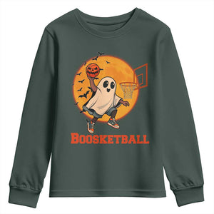 Funny Black Ghost Halloween Basketball Youth Sweatshirt Boosketball Dunk Gift TS12 Dark Forest Green Print Your Wear