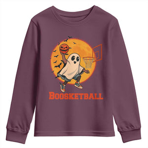 Funny Black Ghost Halloween Basketball Youth Sweatshirt Boosketball Dunk Gift TS12 Maroon Print Your Wear