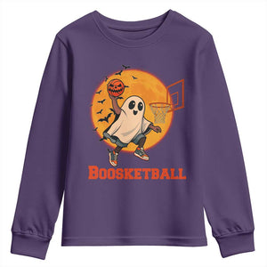 Funny Black Ghost Halloween Basketball Youth Sweatshirt Boosketball Dunk Gift TS12 Purple Print Your Wear