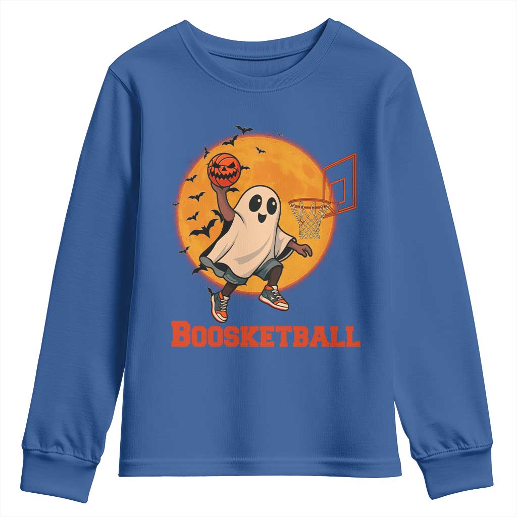Funny Black Ghost Halloween Basketball Youth Sweatshirt Boosketball Dunk Gift TS12 Royal Blue Print Your Wear