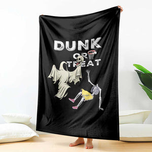 Halloween Dunk Or Treat Throw Blanket Funny Skeleton And Ghost Playing Basketball TS12 Print Your Wear