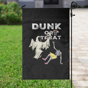 Halloween Dunk Or Treat Garden Flag Funny Skeleton And Ghost Playing Basketball TS12 Print Your Wear