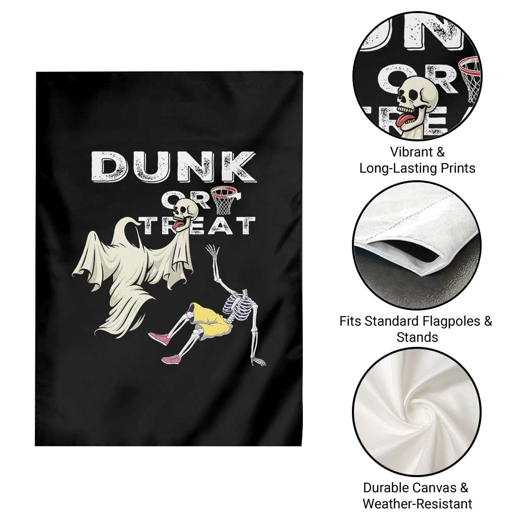 Halloween Dunk Or Treat Garden Flag Funny Skeleton And Ghost Playing Basketball TS12 Print Your Wear