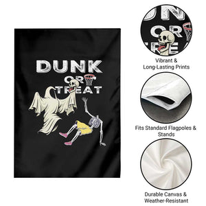 Halloween Dunk Or Treat Garden Flag Funny Skeleton And Ghost Playing Basketball TS12 Print Your Wear