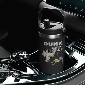 Halloween Dunk Or Treat Flip Straw Tumbler Funny Skeleton And Ghost Playing Basketball TS12 Print Your Wear