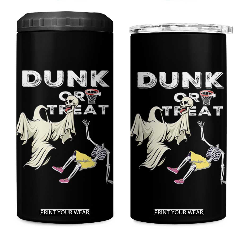 Halloween Dunk Or Treat 4 in 1 Can Cooler Tumbler Funny Skeleton And Ghost Playing Basketball TS12 One Size: 16 oz Black Print Your Wear