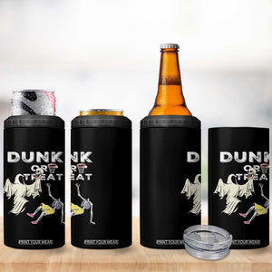 Halloween Dunk Or Treat 4 in 1 Can Cooler Tumbler Funny Skeleton And Ghost Playing Basketball TS12 Print Your Wear