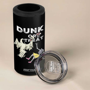 Halloween Dunk Or Treat 4 in 1 Can Cooler Tumbler Funny Skeleton And Ghost Playing Basketball TS12 Print Your Wear
