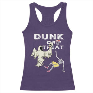 Halloween Dunk Or Treat Racerback Tank Top Funny Skeleton And Ghost Playing Basketball TS12 Purple Print Your Wear