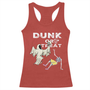 Halloween Dunk Or Treat Racerback Tank Top Funny Skeleton And Ghost Playing Basketball TS12 Red Print Your Wear