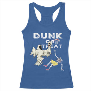 Halloween Dunk Or Treat Racerback Tank Top Funny Skeleton And Ghost Playing Basketball TS12 Royal Blue Print Your Wear