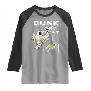 Halloween Dunk Or Treat Raglan Shirt Funny Skeleton And Ghost Playing Basketball TS12 Sport Gray Black Print Your Wear