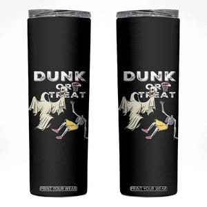 Halloween Dunk Or Treat Skinny Tumbler Funny Skeleton And Ghost Playing Basketball TS12 Black Print Your Wear