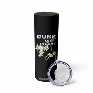 Halloween Dunk Or Treat Skinny Tumbler Funny Skeleton And Ghost Playing Basketball TS12 Print Your Wear