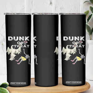 Halloween Dunk Or Treat Skinny Tumbler Funny Skeleton And Ghost Playing Basketball TS12 Print Your Wear