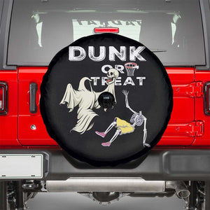 Halloween Dunk Or Treat Spare Tire Cover Funny Skeleton And Ghost Playing Basketball TS12 Black Print Your Wear