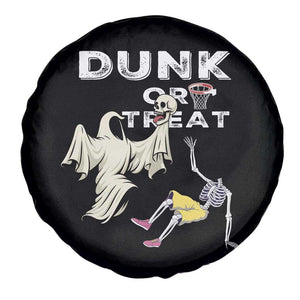 Halloween Dunk Or Treat Spare Tire Cover Funny Skeleton And Ghost Playing Basketball TS12 Print Your Wear