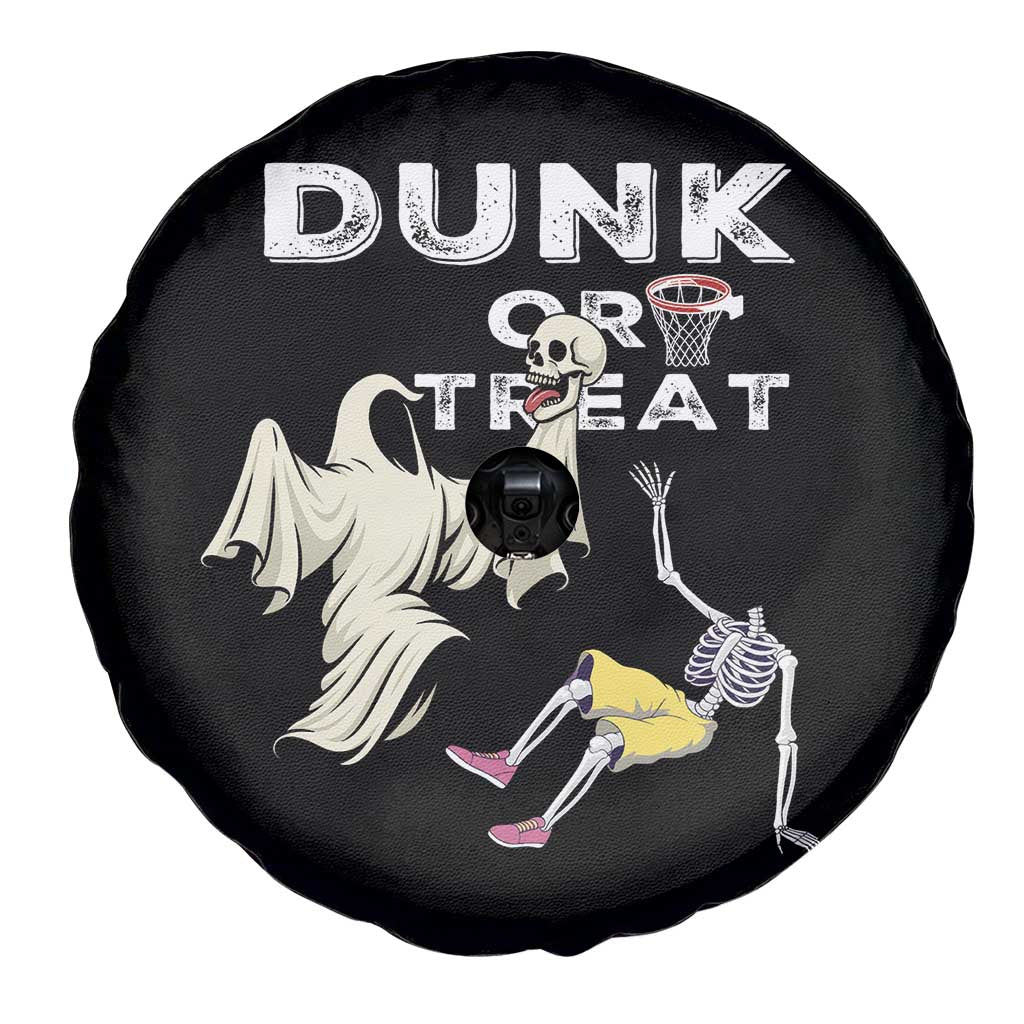 Halloween Dunk Or Treat Spare Tire Cover Funny Skeleton And Ghost Playing Basketball TS12 Print Your Wear