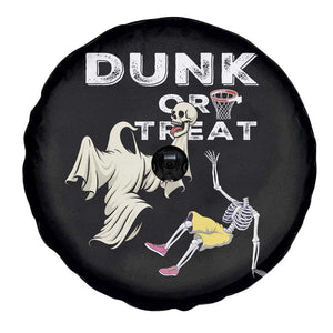 Halloween Dunk Or Treat Spare Tire Cover Funny Skeleton And Ghost Playing Basketball TS12 Print Your Wear