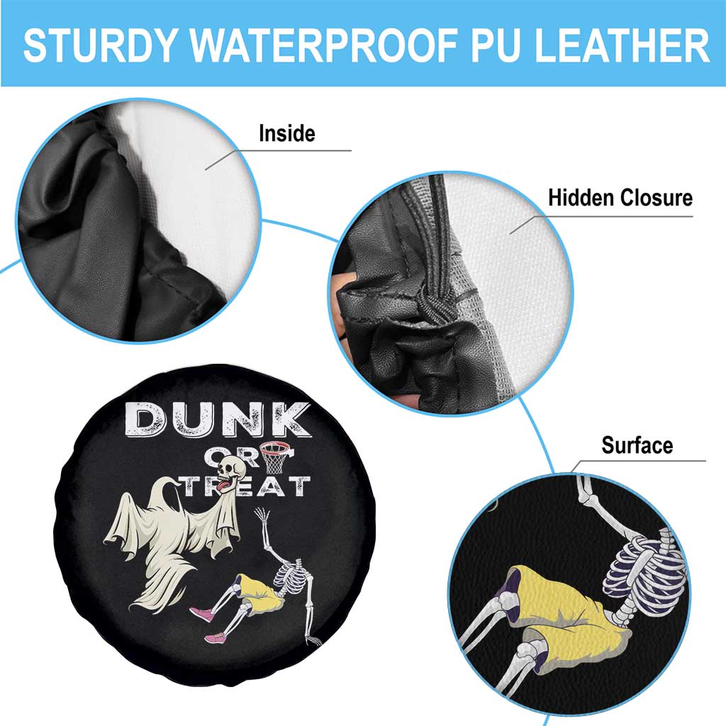 Halloween Dunk Or Treat Spare Tire Cover Funny Skeleton And Ghost Playing Basketball TS12 Print Your Wear