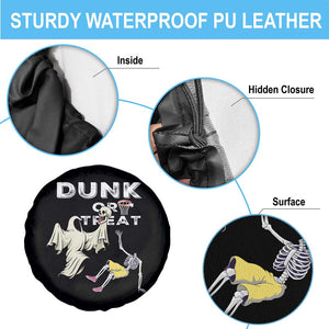Halloween Dunk Or Treat Spare Tire Cover Funny Skeleton And Ghost Playing Basketball TS12 Print Your Wear
