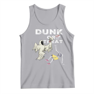 Halloween Dunk Or Treat Tank Top Funny Skeleton And Ghost Playing Basketball TS12 Athletic Heather Print Your Wear