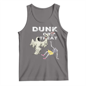 Halloween Dunk Or Treat Tank Top Funny Skeleton And Ghost Playing Basketball TS12 Deep Heather Print Your Wear