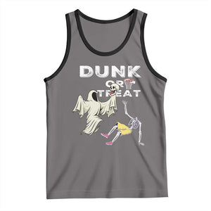 Halloween Dunk Or Treat Tank Top Funny Skeleton And Ghost Playing Basketball TS12 Deep Heather Black Print Your Wear