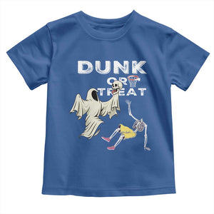 Halloween Dunk Or Treat Toddler T Shirt Funny Skeleton And Ghost Playing Basketball TS12 Royal Blue Print Your Wear