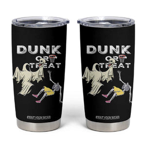 Halloween Dunk Or Treat Tumbler Cup Funny Skeleton And Ghost Playing Basketball TS12 Black Print Your Wear