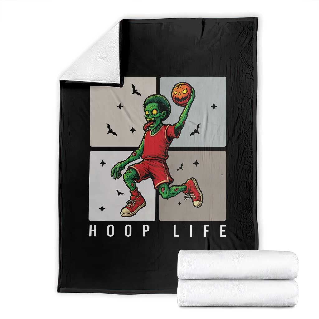 Hoop Life Throw Blanket Halloween Zombie Basketball Spooky Game TS12 Black Print Your Wear