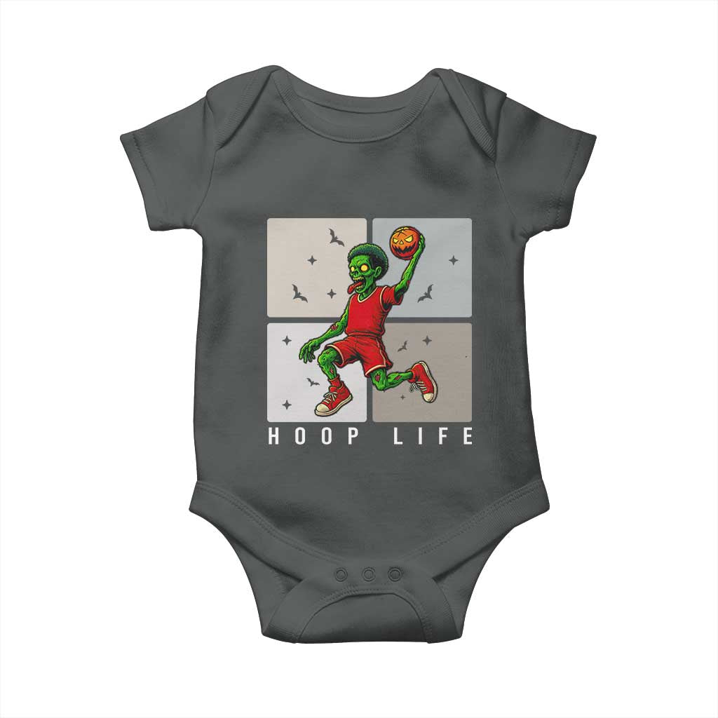 Hoop Life Baby Onesie Halloween Zombie Basketball Spooky Game TS12 Dark Heather Print Your Wear