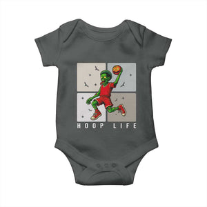 Hoop Life Baby Onesie Halloween Zombie Basketball Spooky Game TS12 Dark Heather Print Your Wear