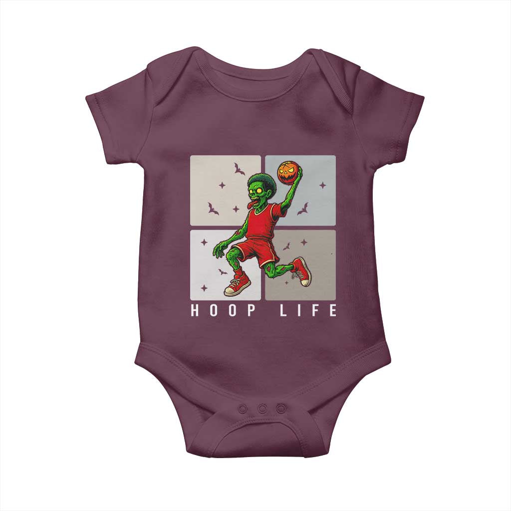 Hoop Life Baby Onesie Halloween Zombie Basketball Spooky Game TS12 Maroon Print Your Wear